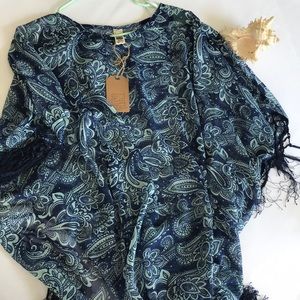 Beach by exist beach cover up blue with fringe